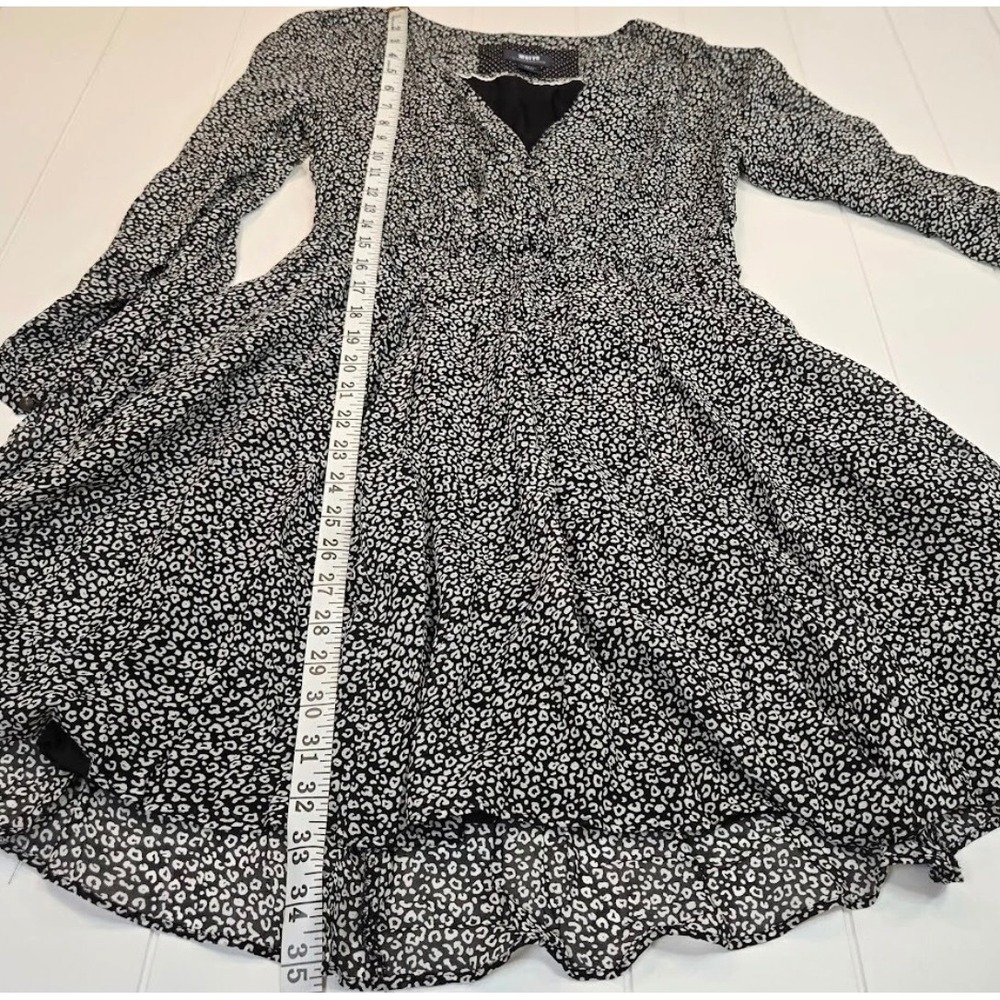 Maeve Anthropologie Leopard Print V-Neck Long Sleeve Mini Dress Black White XS - Picture 12 of 12